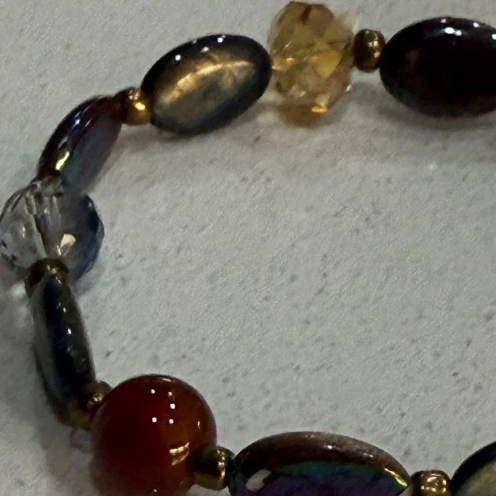 Mixed Materials Glass and Stone Bracelet